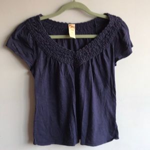 Anthropologie navy blue top size medium
